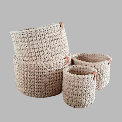 سبد قلاب بافی تریکو مدل نگین مجموعه 4 عددی