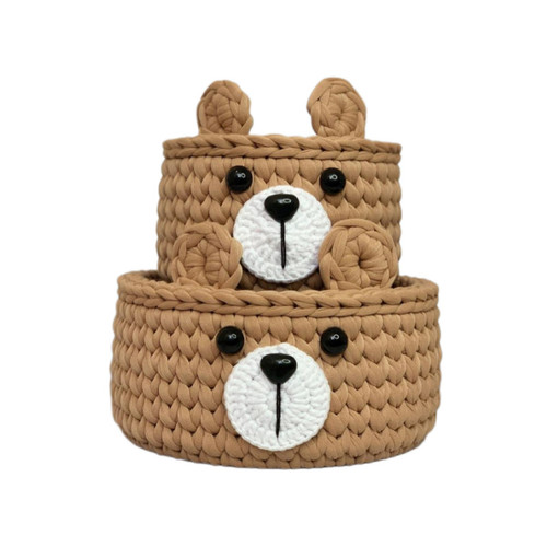 سبد قلاب بافی تریکو طرح خرسی کد 2345 مجموعه 2 عددی