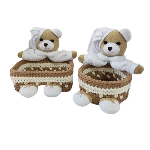 سبد قلاب بافی تریکو مدل سیسمونی عروسک دار کد 18 مجموعه 2 عددی